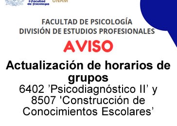 Actualización de horarios de grupos 6402 y 8507