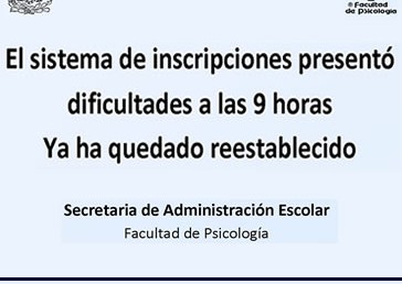 El sistema de inscripciones presentó dificultades -Ya ha quedado reestablecido