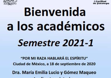 Bienvenida a los académicos. Semestre 2021-1.