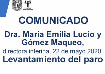Comunicado -Dra. María Emilia Lucio y Gómez -Levantamiento del paro