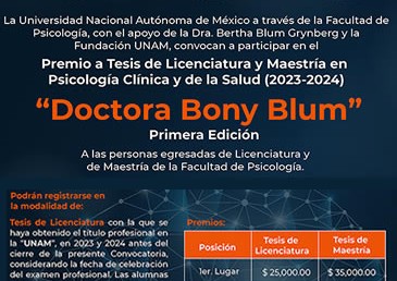 Premio a Tesis de Licenciatura y Maestría en Psicología Clínica