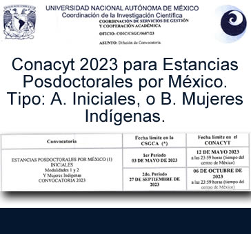 Convocatoria Conacyt 2023 para Estancias Posdoctorales