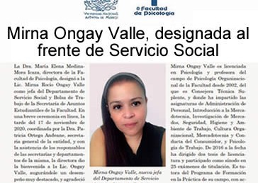Mirna Ongay Valle, designada al frente de Servicio Social