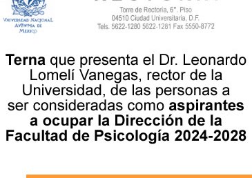 Terna -Aspirantes a ocupar la Dirección de la Facultad